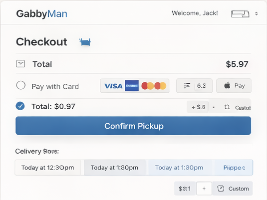 Pickup time selection screen