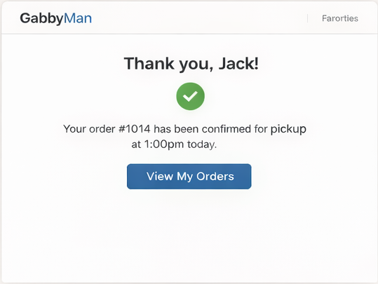 Order confirmation screen